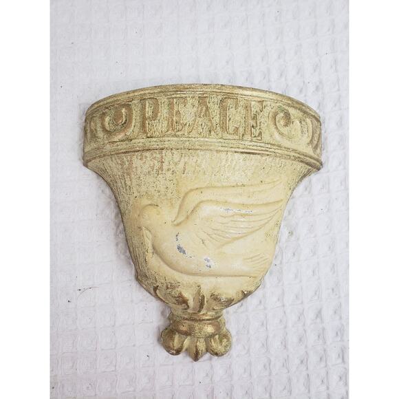 (F5) Vintage Royal Creations 1976 Metal Wall Pockets Peace & Joy 2 Piece - Picture 3 of 7